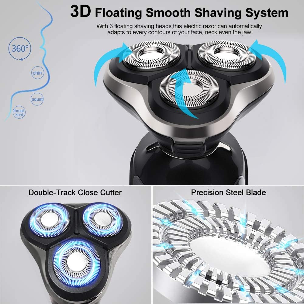 Skiennix Electric Razor for Men - Waterproof Rechargeable Shaver with Nose & Sideburn Trimmer