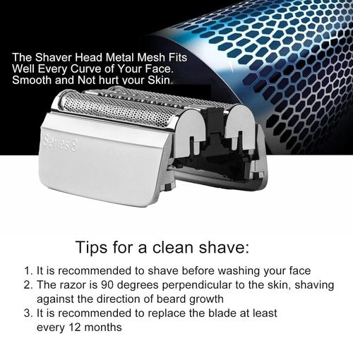 Braun 83M Replacement Shaver Head - Compatible Foil & Cutter for Series 8 Electric Shaver | Wet & Dry Use