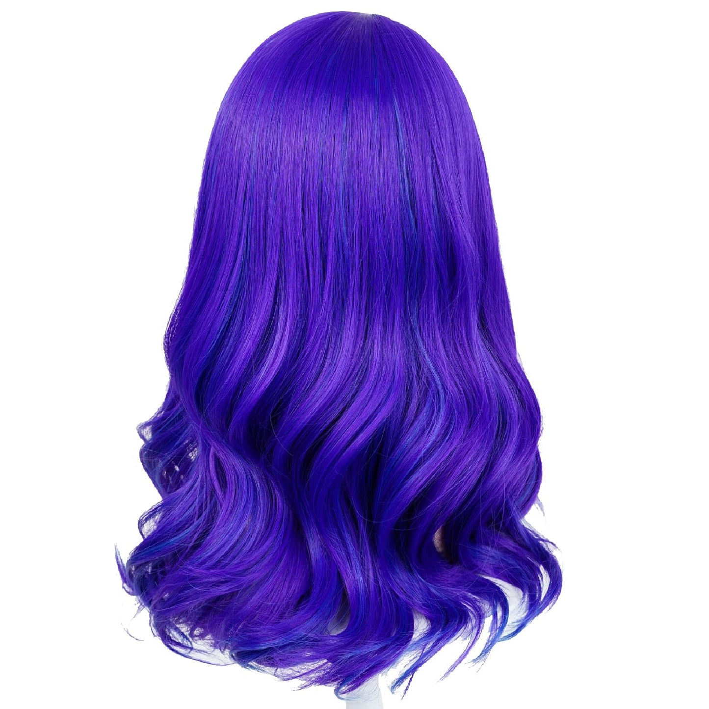 Long Purple Mixed Blue Wavy Wig for Kids Girls Toddlers, Middle Parting Heat Resistant Synthetic Hair Wig for Halloween Costume Party Cosplay