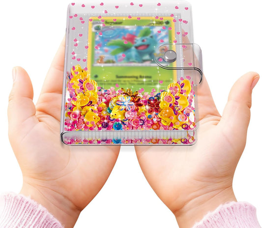 Skiennix Transparent Pink Card Binder - Cute Trading Card Holder for Kids | Holds 60 Cards, Perfect Gift for Ages 3-10