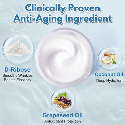 Ribose Cream - Anti-Aging Moisturizer with D-Ribose & Coconut Oil | Tightens & Firms Skin, 2.5 oz