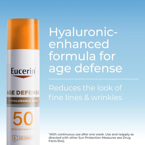 Eucerin Sun Age Defense SPF 50 Face Sunscreen Lotion - Hyaluronic Acid, Hypoallergenic, 2.5 Fl Oz