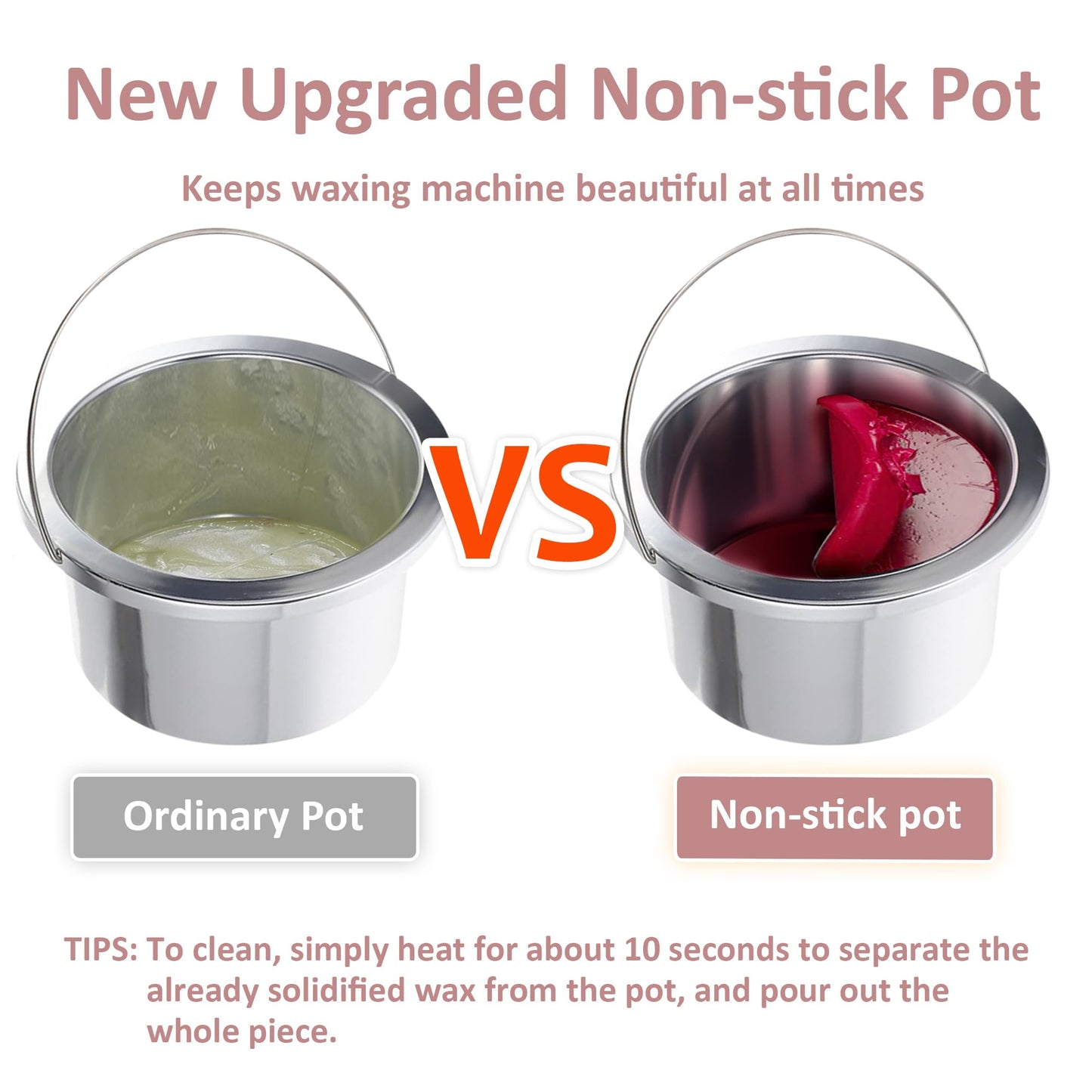 Single Electric Wax Warmer for Hair Removal, Large Paraffin Wax Pot with Adjustable Temperature Set, Facial Skin Body SPA Salon Equipment with 50 Wax Sticks & 20 Collars