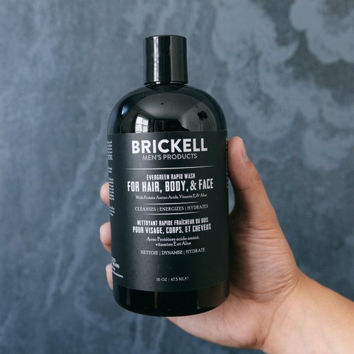 Brickell Men's 3-in-1 Body Wash Gel - Natural & Organic Formula, 16 oz, Evergreen Scent