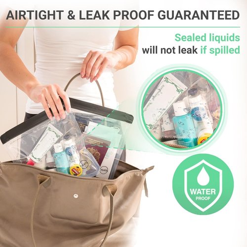 Ogato Clear TSA Approved Toiletry Bag Set - 3 Quart Size Travel Bags for Liquids & Cosmetics