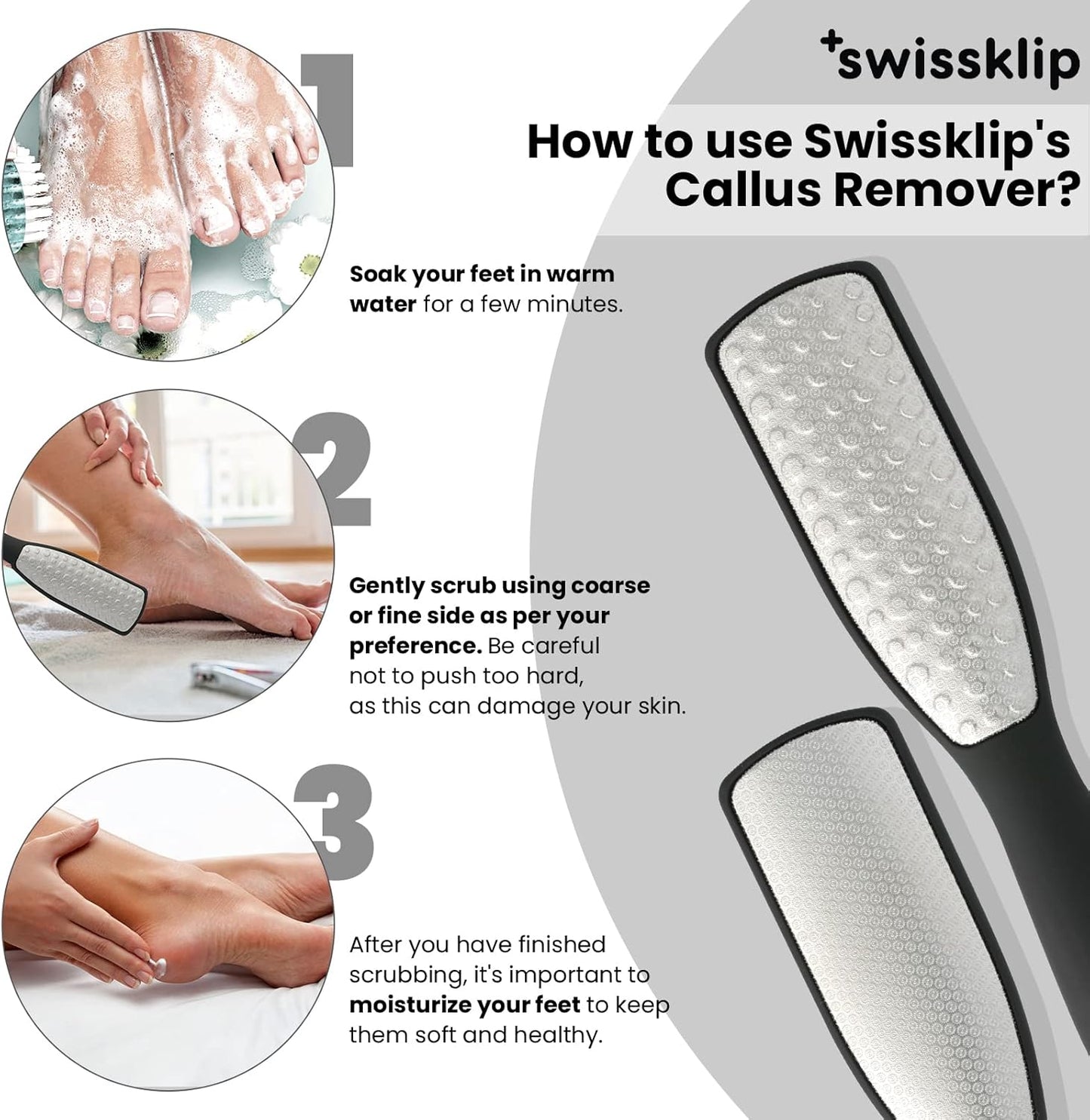 Swissker Foot File Callus Remover - Luxurious Heel Scraper for Cracked Heels | 1 Pack
