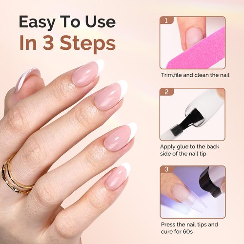 MelodySusie 9 in 1 No TPO Gel Nail Glue for False Nail Tips, Long Lasting UV Light Required,as Base Coat, Apex Building, Blooming & Rhinestone Gel, Stong Adhesion Manicure Kit Salon Home 2Pcs*15ml