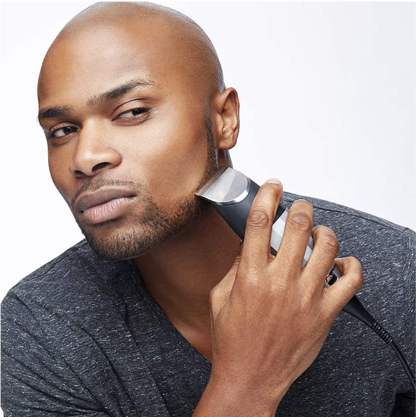 Bevel Beard Trimmer for Men - Cordless, Adjustable Zero Gapped Blade | 6-Hour Rechargeable Battery, Silver