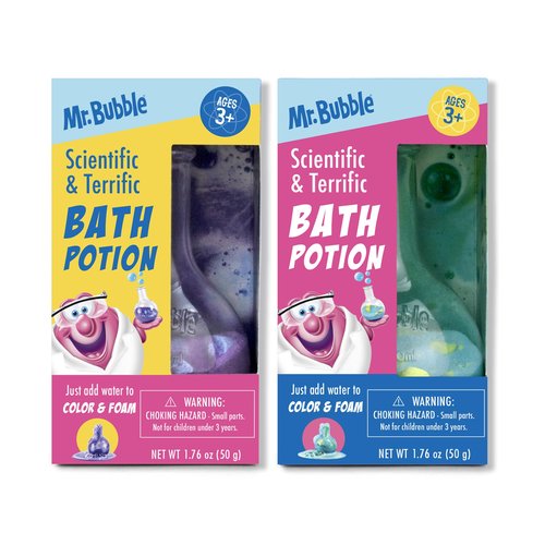 Mr. Bubble The Original Kids Bath Bomb Potions, Colorful Fizzy Fun, Cool Foam and Bubble Science Beaker for the Bath (Pack of 2)