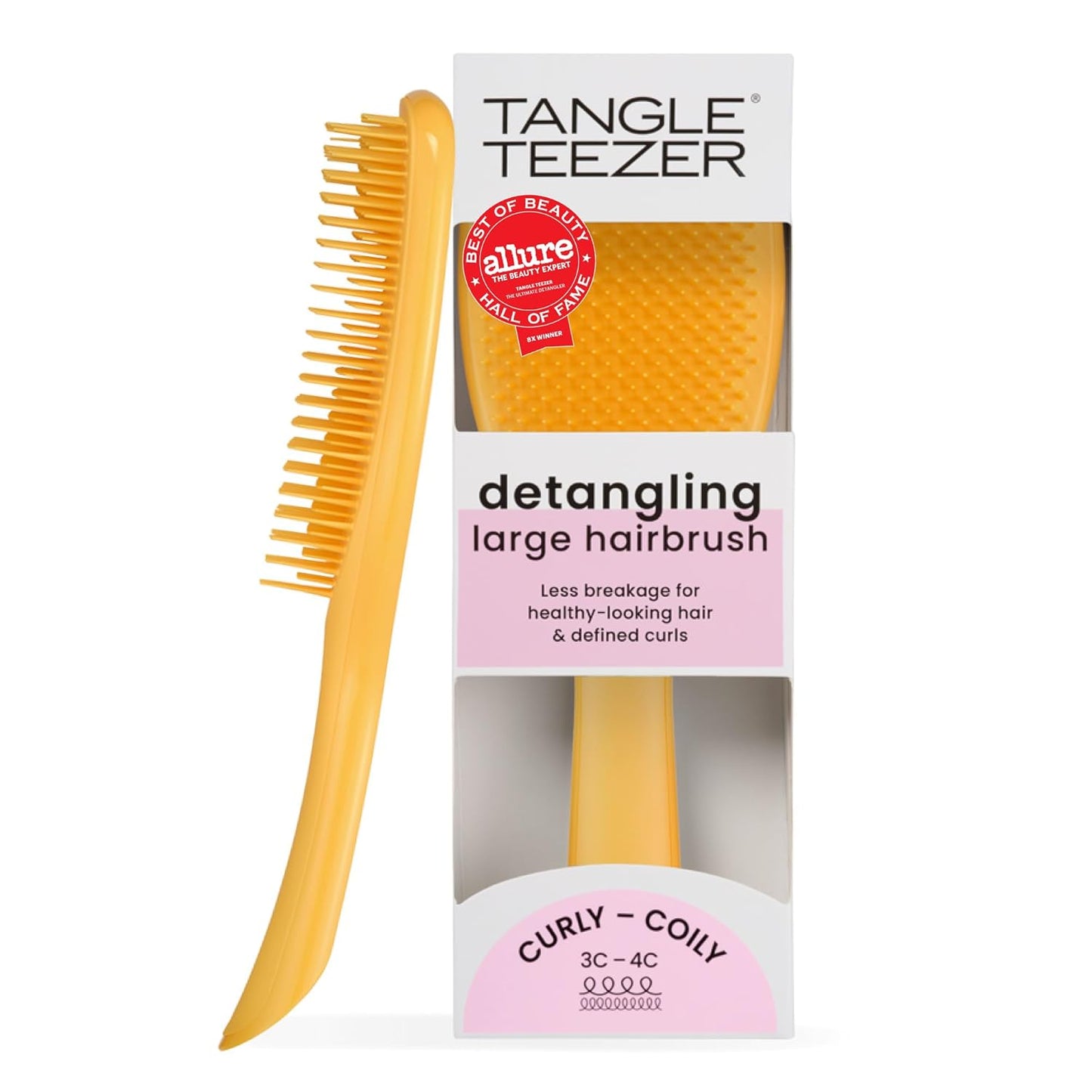 Tangle Teezer Ultimate Detangler Curly Hair Brush, Dry & Wet Hairbrush, Reduces Frizz & Breakage, for Curly to Coily, 3C to 4C Hair Types, Large, Yellow Daffodil