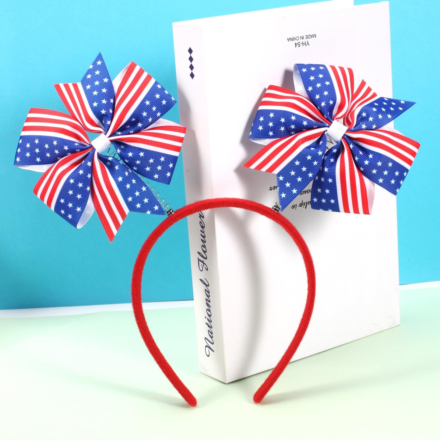 Ardorchid 4th of July Headband Independence Day Hair Accessories Patriotic America USA Flag Red White and Blue Star Party Hair Decoration Cute Elastic Hair Hoop for Women Girls Kids