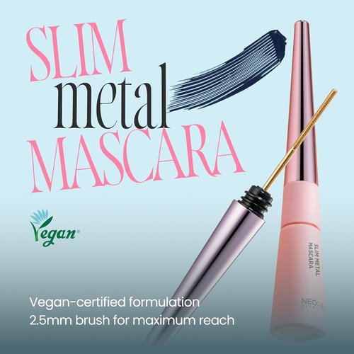 DERMALOGY by NEOGENLAB Extra Slim Metal Mascara - Long-Lasting Volumizing & Lengthening, Vegan, Black, 1 Count
