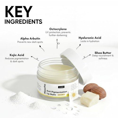 Masofta Shea Butter Lip Balm - Smooth, Crack-Free Lips with Kojic Acid & SPF 30 | 0.52 oz