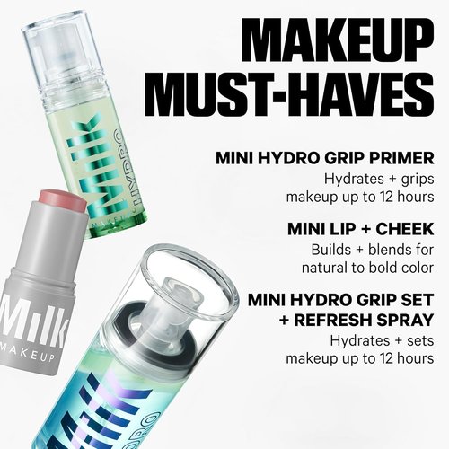 Milk Makeup Mini Must-Haves Set | 12HR Hydrating Face Primer & Setting Spray + Cream Blush & Lip Color in Werk