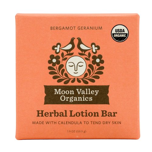 Moon Valley Organics Herbal Lotion Bar - Bergamot Geranium Scent | Heal & Restore Chapped Skin