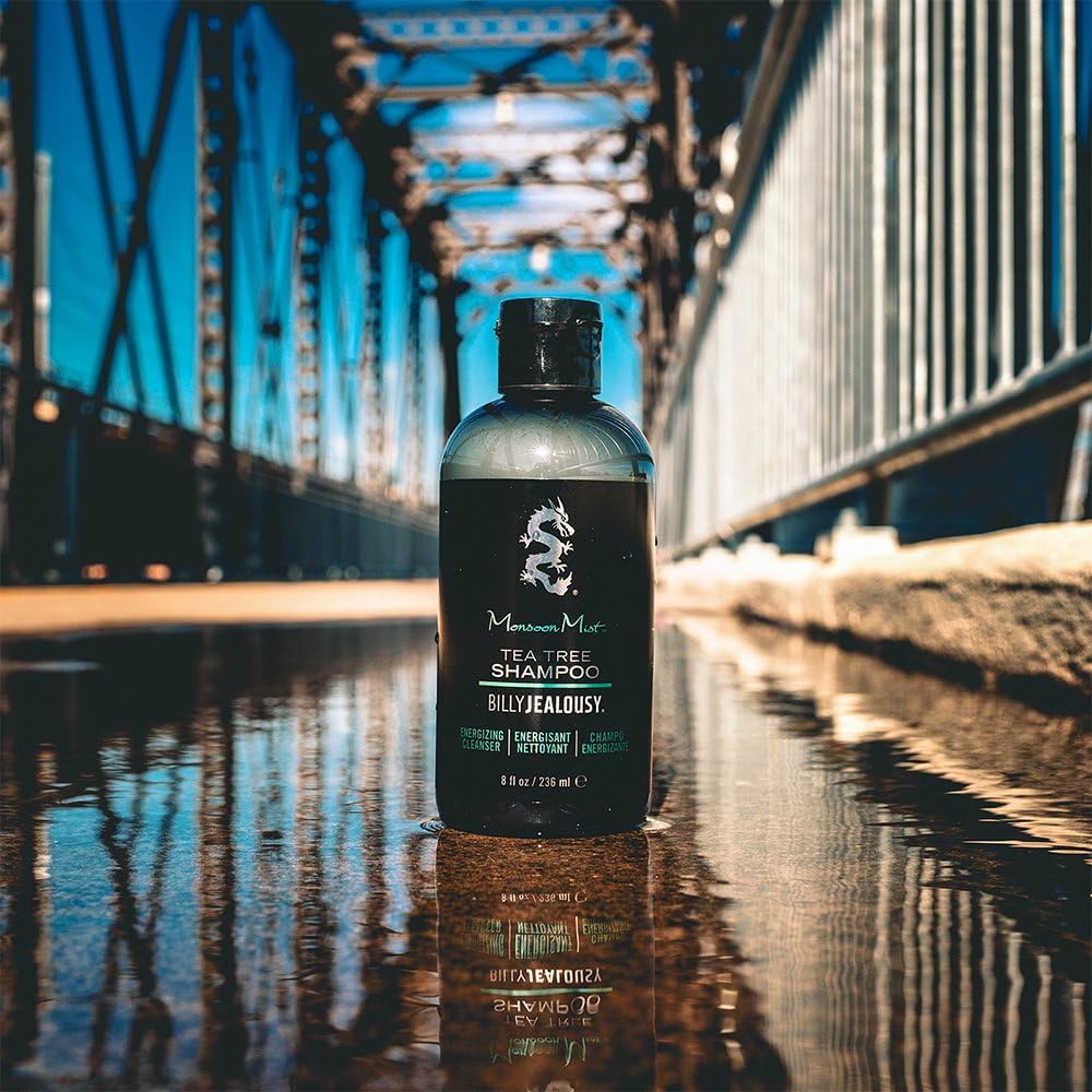 Billy Jealousy Monsoon Mist Shampoo - Energizing Tea Tree Formula with Peppermint & Rosemary, 8 Oz.