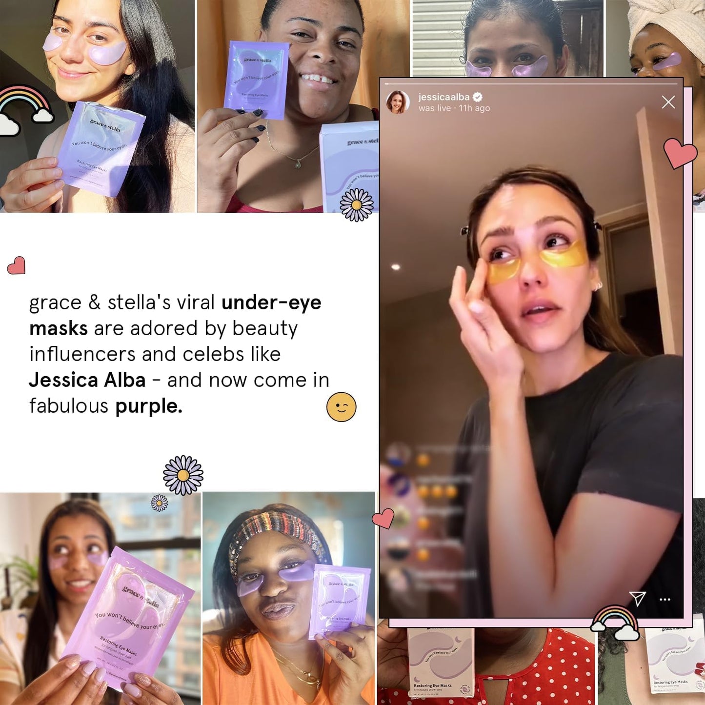Grace & Stella Retinol Under Eye Patches - Reduce Puffiness & Dark Circles | Vegan Gel Masks (Purple, 6 Pairs)