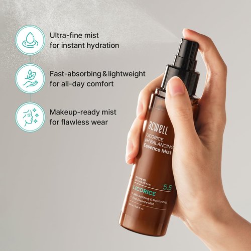 ACWELL Licorice Face Mist - Hydrating pH Balancing Essence with Triple Hyaluronic Acid & Panthenol, 3.38 fl oz