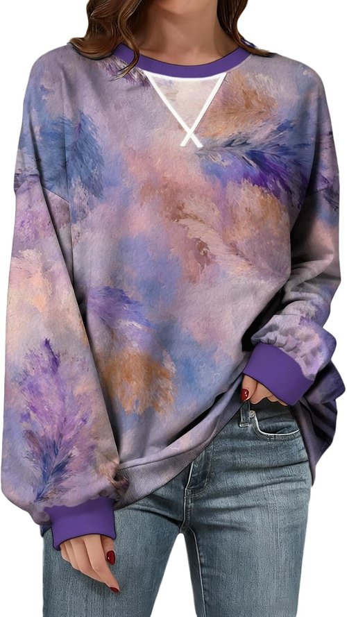 Domirica Spring Retro Graphic Sweatshirt - Women's Oversized Crewneck Pullover in Soft, Comfy Fabric
