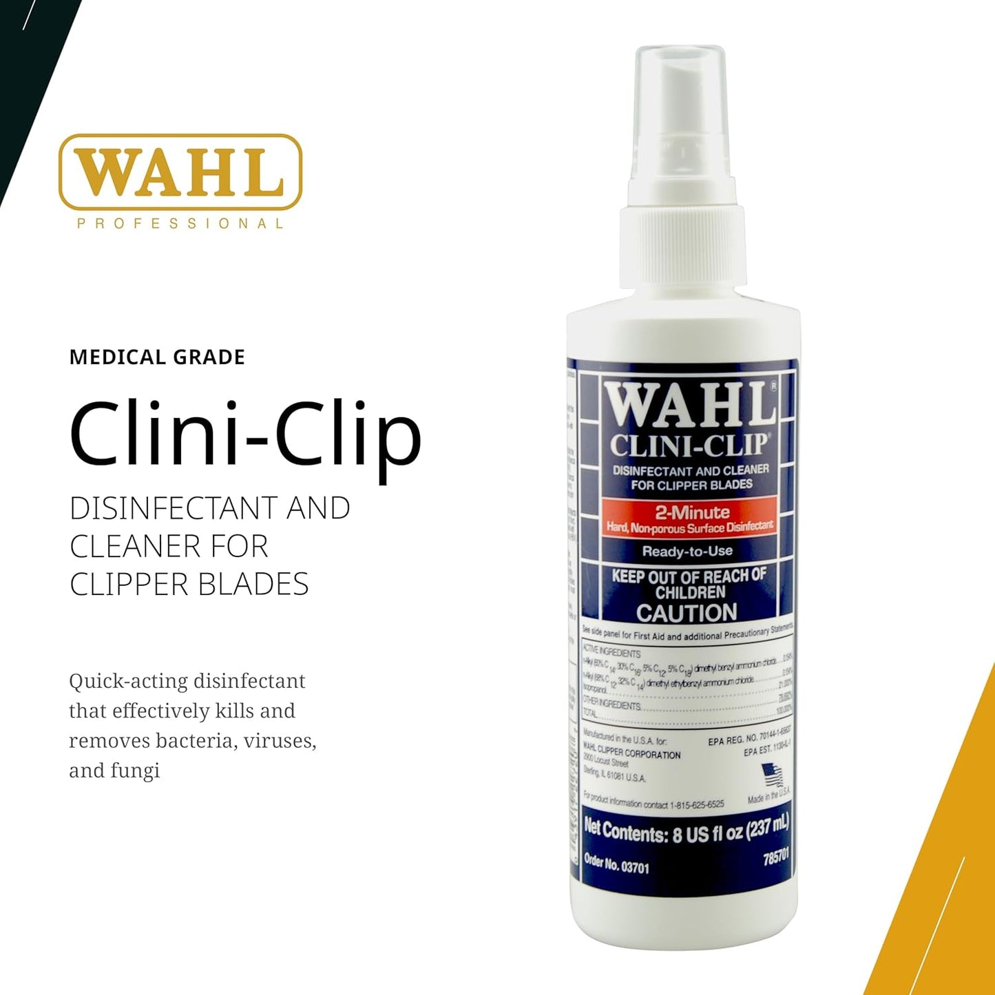Wahl Professional Clini-Clip Spray - Fast-Acting Cleaner & Lubricant for Clipper Blades | 8 Fl Oz
