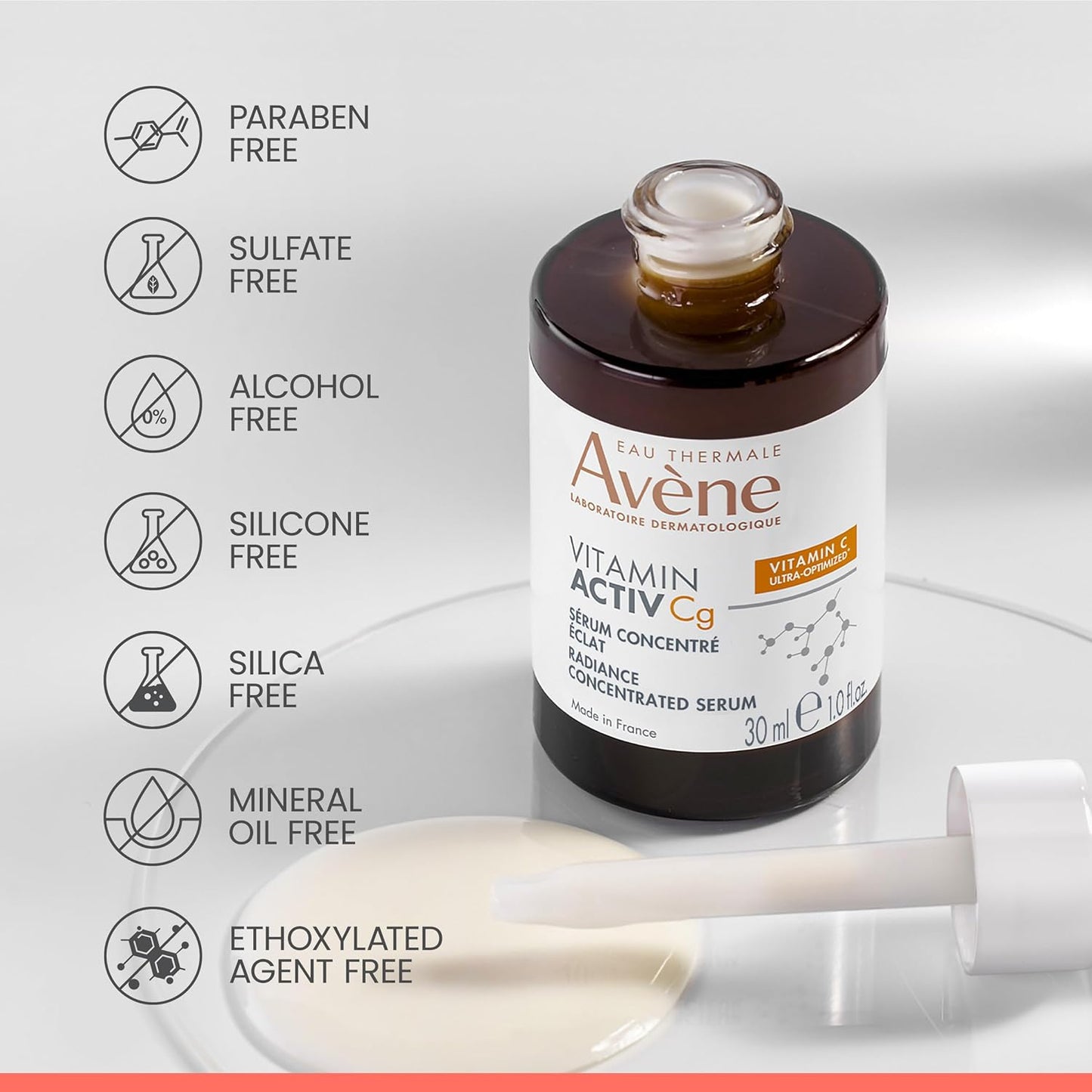 Avène Vitamin Cg Radiance Serum - Boost Glow & Reduce Wrinkles | 1 FL Oz with Niacinamide & Bakuchiol