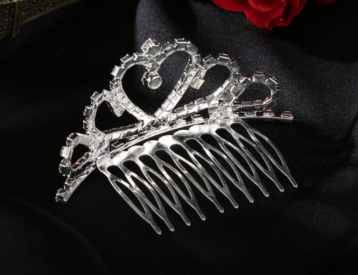 Lovelyshop Mini Heart Rhinestone Tiara for Wedding Bride Prom Birthday Pegeant Prinecess Party-6 Packs