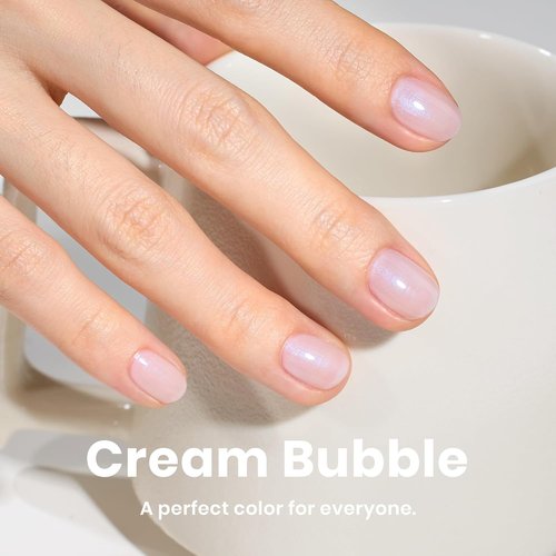Beetles Nail Polish - Fast Dry Jelly White Nail Concealer with Blue Glitter | 0.51 FL OZ for Strengthening Thin Nails