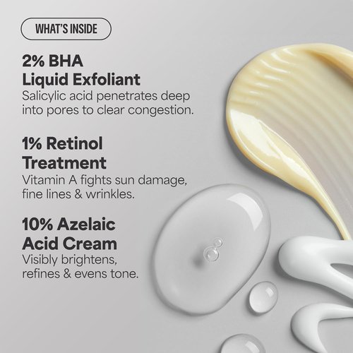 Paula's Choice Complexion Clarity Kit - 3-Piece Skin Care Set for Clear, Glowing Skin | Includes 2% BHA Exfoliant, 1% Retinol Treatment, 10% Azelaic Acid Booster