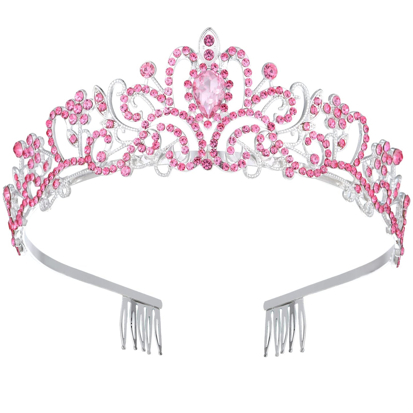 Sparkling Crystal Princess Tiaras for Women Crown Queen Fashion Headband for Wedding Birthday Bride Bridal Prom Party Valentines Mothers Day Gifts Pink