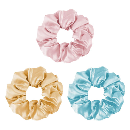 SGMSILK Mulberry Silk Scrunchies, Women's Hair Ties for Sleep, No Damage Hair Elastics for Frizz & Breakage Curly Hair, Ponytail Holder, 3 Pack