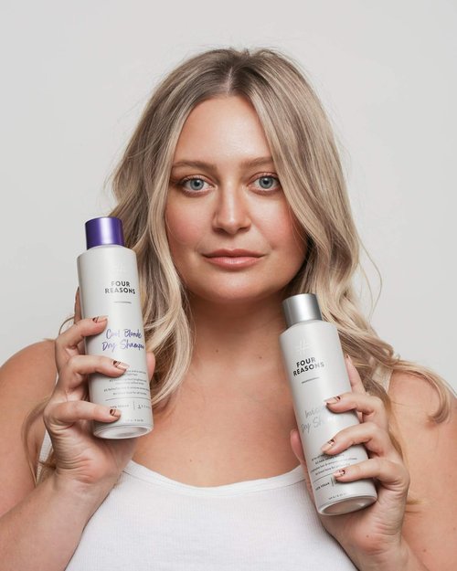 FOUR REASONS Cool Blonde Dry Shampoo - Tinted Formula for Blonde Hair - Neutralizes Brassiness - 5.3 oz