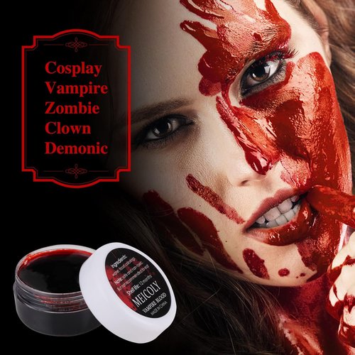 MEICOLY Halloween Coagulated Blood Gel - 30g Fake Blood with Black Stipple Sponge for SFX Makeup