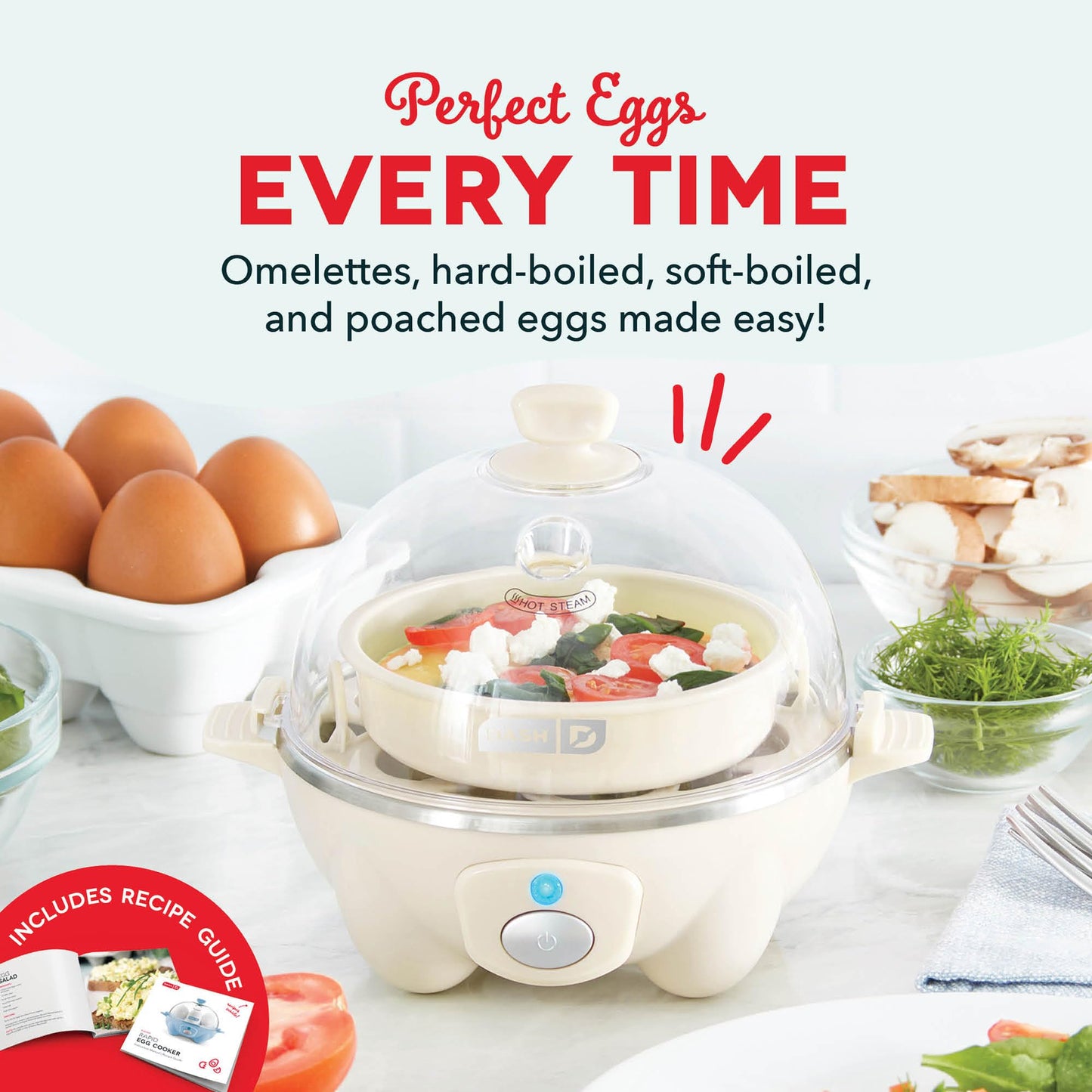 Dash Rapid Egg Cooker - Boiler, Poacher & Steamer - Includes Measuring & Recipe Guide - Dishwasher Safe - Holds 7 Eggs, Black
