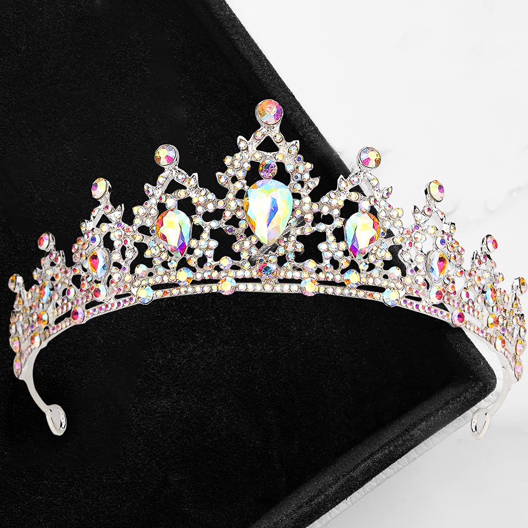 Didder Bridal Queen Tiara, AB Rhinestones Wedding Tiara for Women Silver Princess Crown for Girls Crystal Tiaras and Crowns for Women Tiaras for Girls Hair Accessories for Birthday Prom Costume Gift