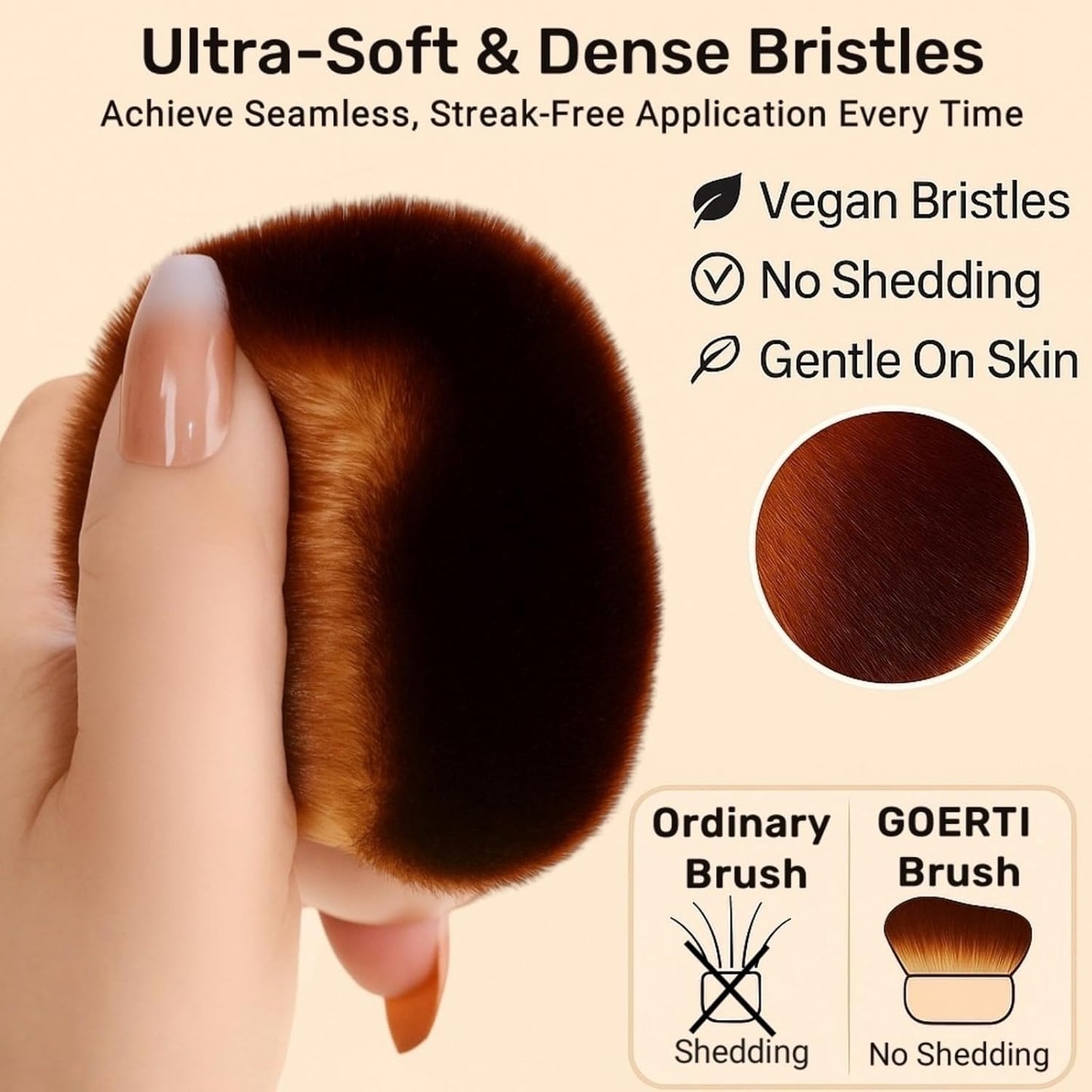 Skiennix Self Tanner Brush - Extra Large Kabuki Applicator for Streak-Free Tanning | Flawless Coverage on Body & Face