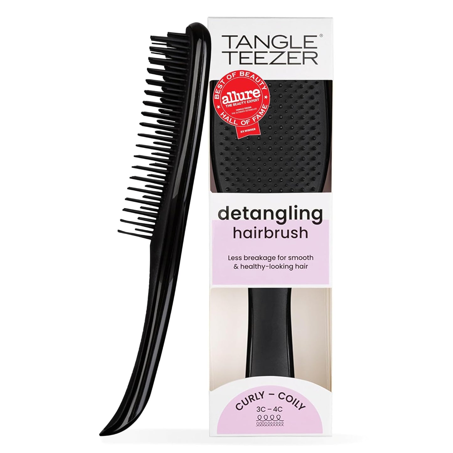 Tangle Teezer Ultimate Detangler Curly Hair Brush, Dry & Wet Hairbrush, Reduces Frizz & Breakage, for 3C to 4C Curly Hair Types, Black