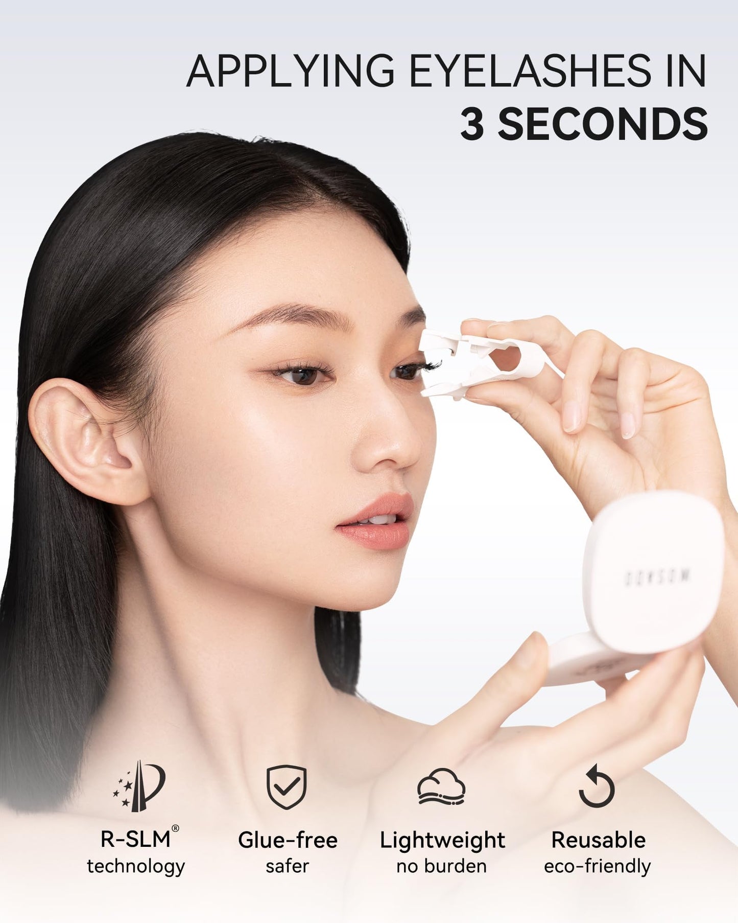 WOSADO Magnetic Eyelashes with Applicator Kit, No.14 FROST BLACK, Reusable Magnetic Lashes without Eyeliner, Glue-free False Lashes, Waterproof, Lightweight, Suit for Natural Makeup