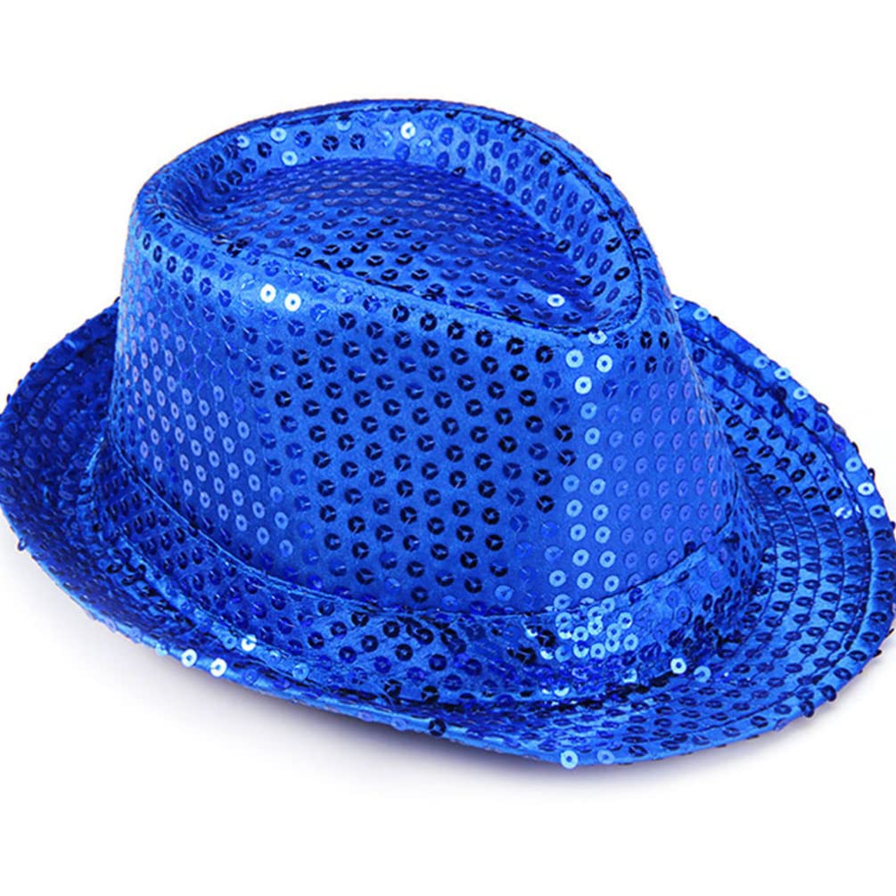 2pcs Sequins Fedora Hat Adult Costumes Light up Hat Disco Props for Women, Gangster Jazz Birthday Costume