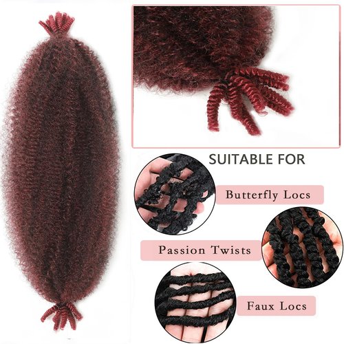 18 Inch Pre-Separated Springy Afro Twist Hair 8 Packs Pre-Fluffy Natural Curls are Perfect for Marley Crochet Hair Suitable for Black Women (T1b/Bug, 18 Inch (Pack of 8))