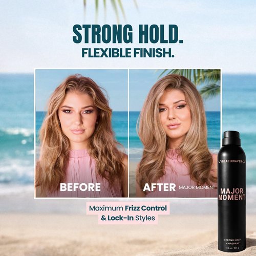 Beachwaver Co. Major Moment Strong Hold Hairspray - Extra-Strength Vegan Formula (8.3 Oz) | Long-Lasting, Brushable Finish & Frizz Control
