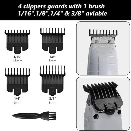 Andis Clipper Guards - 4 Pack Snap-On Blade Attachment Combs Set | 1/16", 1/8", 1/4", 3/8" Sizes - Black