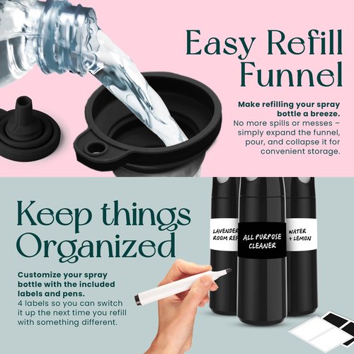 BeautifyBeauties Hair Spray Bottle – Ultra Fine Continuous Water Mister for Hairstyling, Cleaning, Plants, Misting & Skin Care (Black)