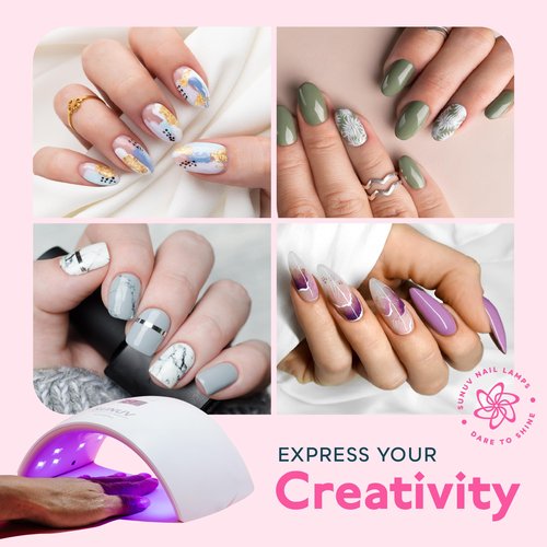 SUNUV UV Light for Nails, Dryer for Gel Polish with Sensor 2 Timers and Display SUN9X Plus UV Nail Lamp Pink