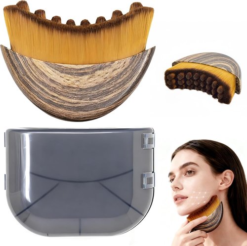 Lymphatic Drainage Face Brush - Manual Facial Massager for Sculpting & Cleansing, Ergonomic Hypoallergenic Design with Soft Durable Natural Bristles