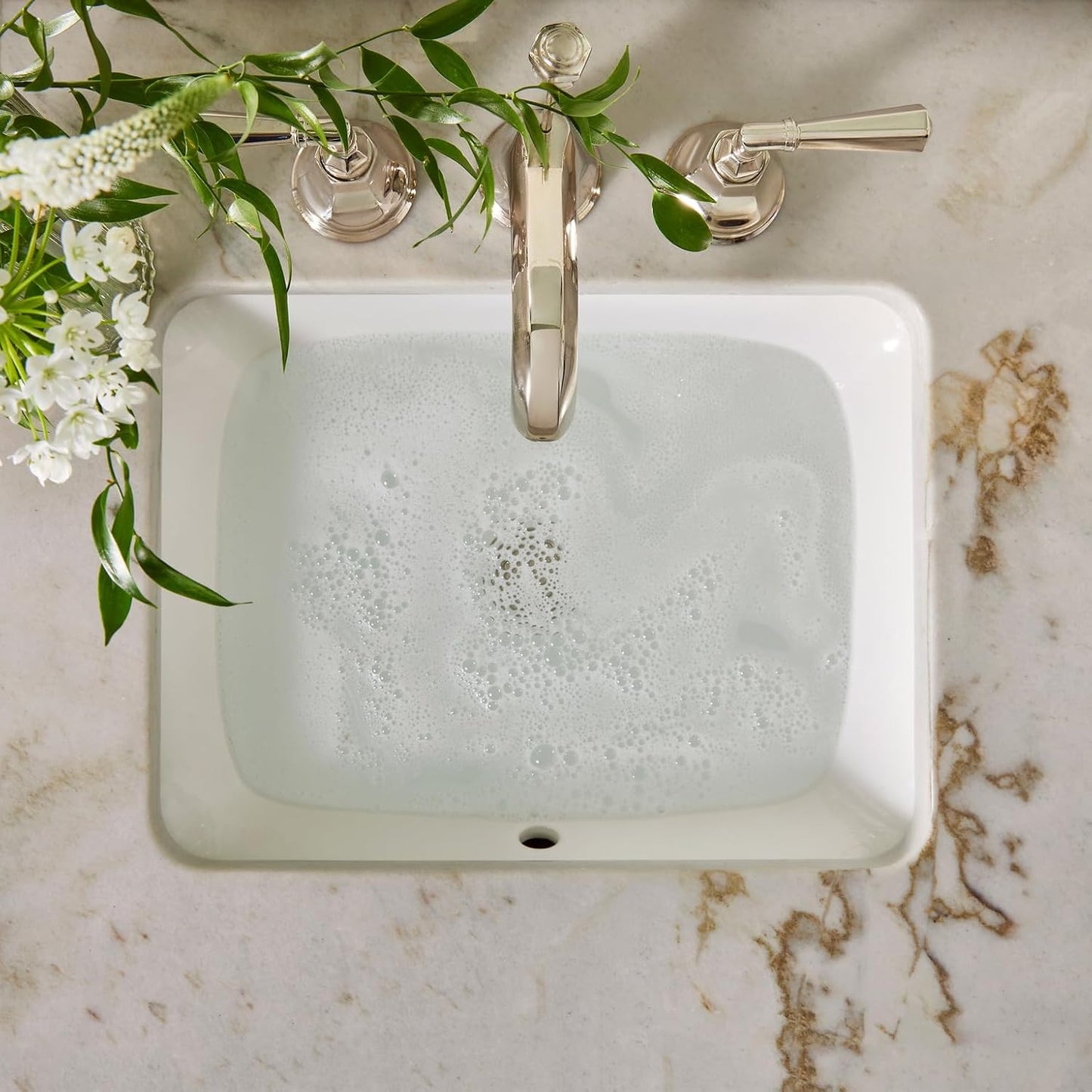 Thymes Hand Moisturizing Wash - Olive Leaf Scent - Refillable Glass Pump Bottle | 15 Fl Oz