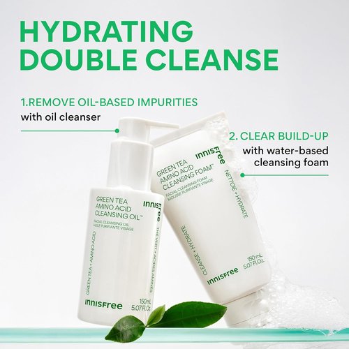 Innisfree Green Tea Amino Acid Cleansing Foam - Sulfate-Free Hydrating Face Wash | Gentle Lather, pH-Balanced