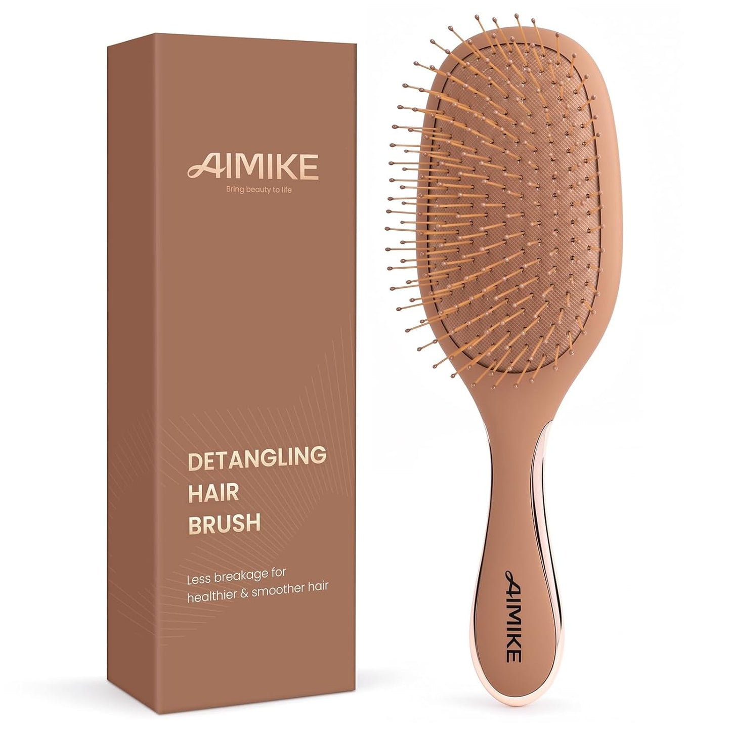 AIMIKE Detangler Brush - Pain-Free Mocha Mousse Brush with Ultra-Soft FlexGlide Bristles | Ideal for Thin, Fine Hair