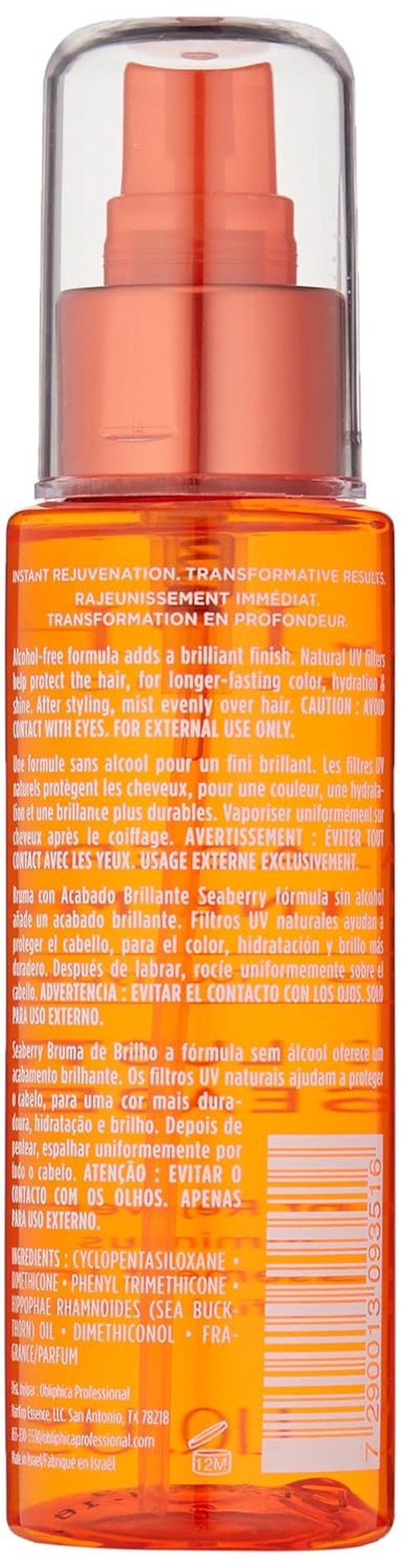 Obliphica Seaberry Shine Mist - 3.4 oz | Instantly Boost Volume and Shine for Gorgeous Hair Styles!