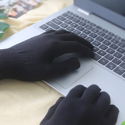 Evridwear Moisturizing Cotton Gloves - Touchscreen Fingertips for Eczema Relief | 6 Pairs, Black, L/XL