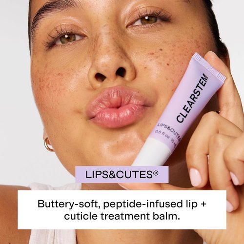 CLEARSTEM LIPS&CUTES Lip Balm & Cuticle Care - Hydrating Multi-Tasking Balm with Peptides & Vitamin E for Daily Nourishment